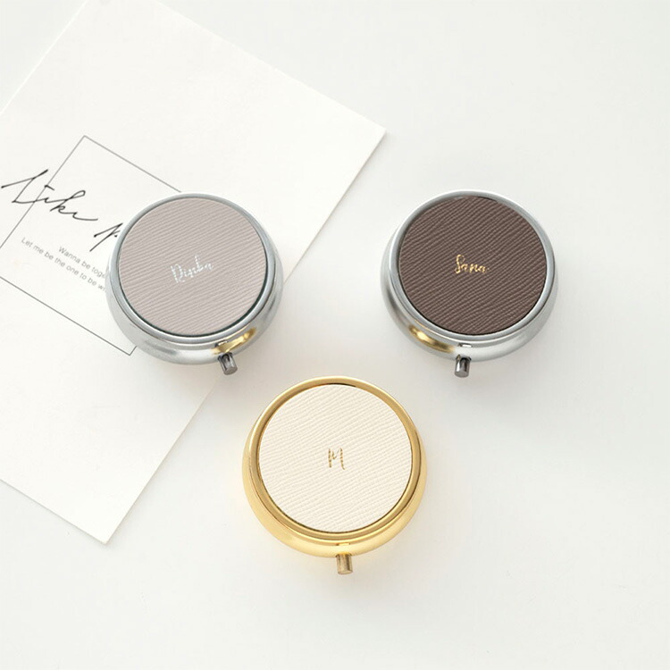 アクセサリーケース サークル サフィアーノレザー 箔 名入れ 本革 丸型