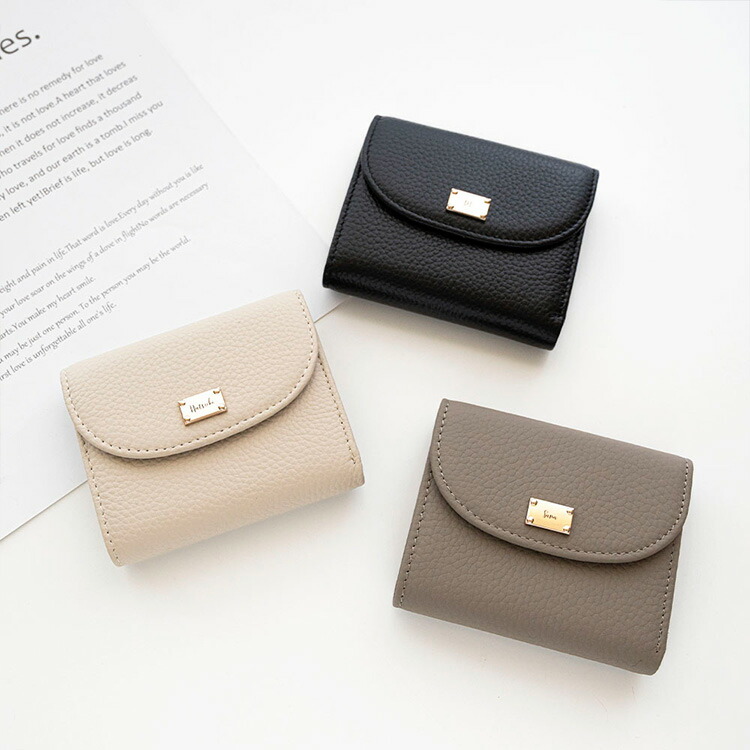 BOX型 コインケース付き ウォレット 本革 ニュアンス ネームプレート