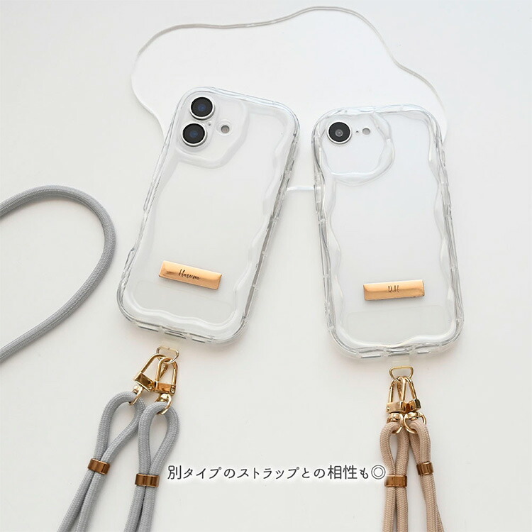 iPhone限定 スマホケース クリア ウェーブケース ネームプレート 名
