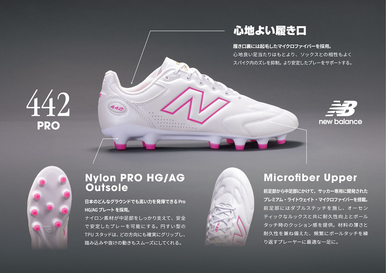 New Balance（ニューバランス） 爆買!! 442 V3 PRO HG/AG 2E ホワイト