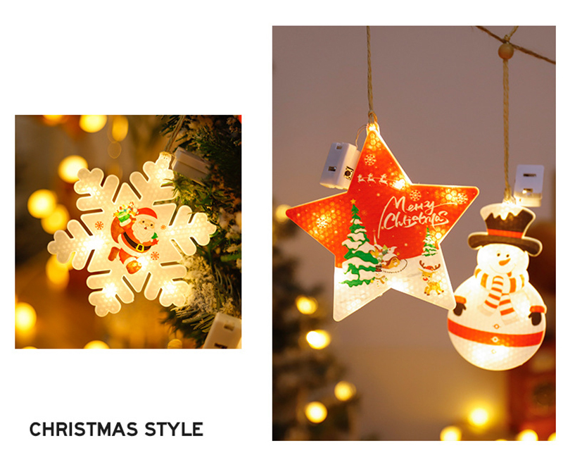 6種類セット クリスマス イルミネーションライト LEDライト コントローラ付き クリスマス 室内 飾り 電球 ケーブル サンタクロース 電球色  吊し飾り ライト