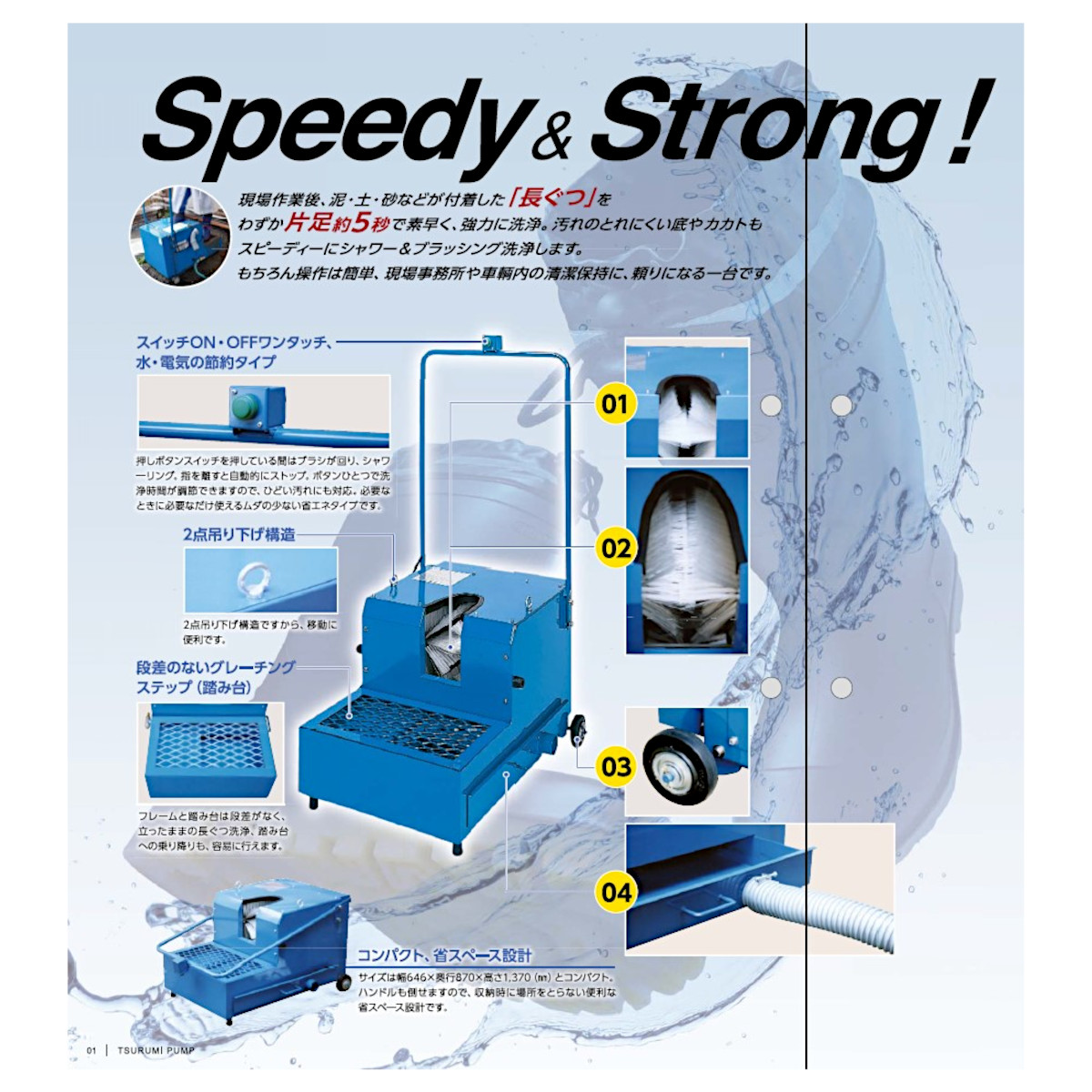 ツルミポンプ ツルミ 鶴見 TBW-1 長靴洗浄機 100Vタイプ 長靴 洗浄