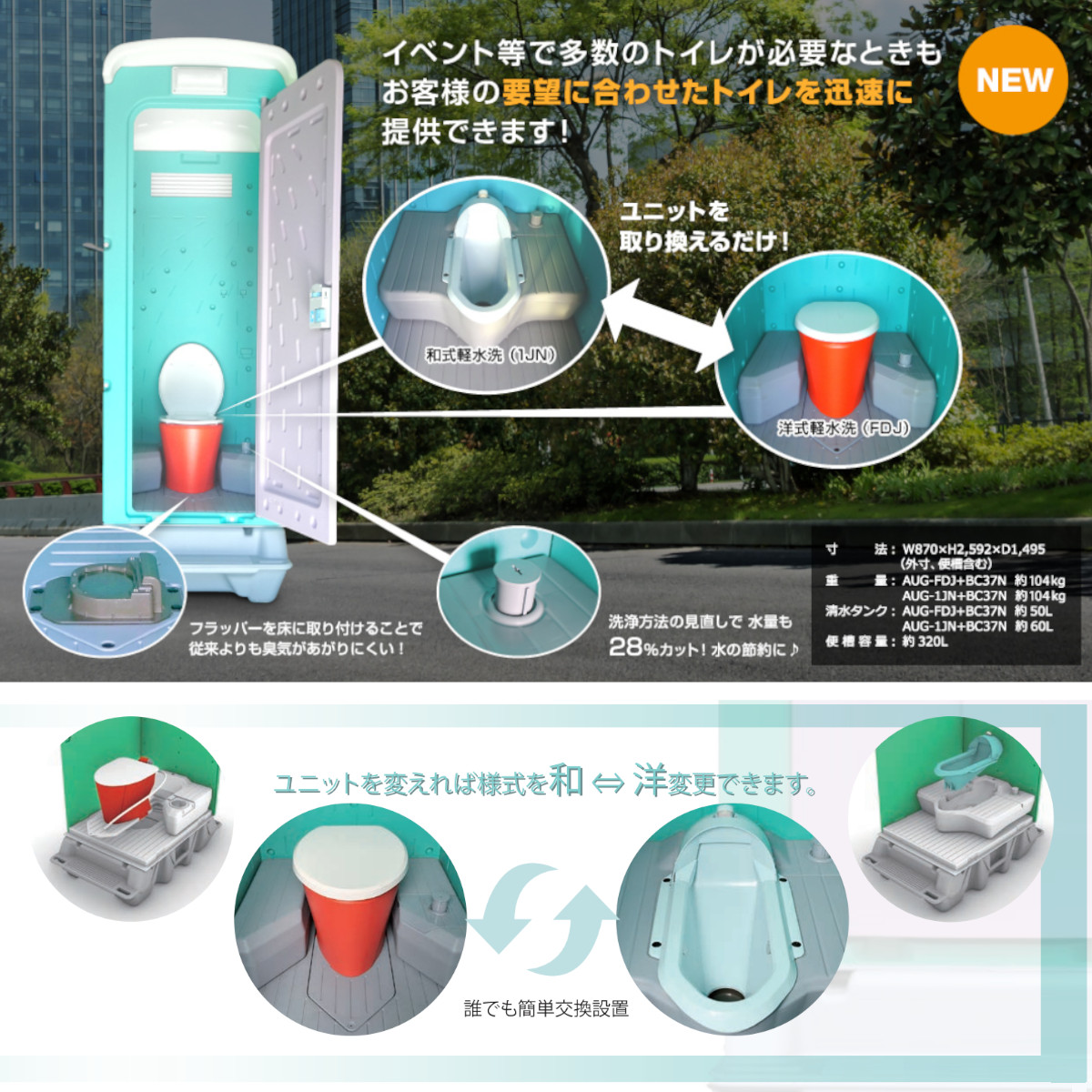 旭ハウス工業 仮設トイレ ペダル式軽水洗 AUG-1JN+BC37N 和式 ポンプ式 簡易水洗 仮設便所 トイレハウス 土場 工場 イベント 公園  河川敷 災害 建築現場 : 011-002 : 建機ランド Yahoo!店 - 通販 - Yahoo!ショッピング