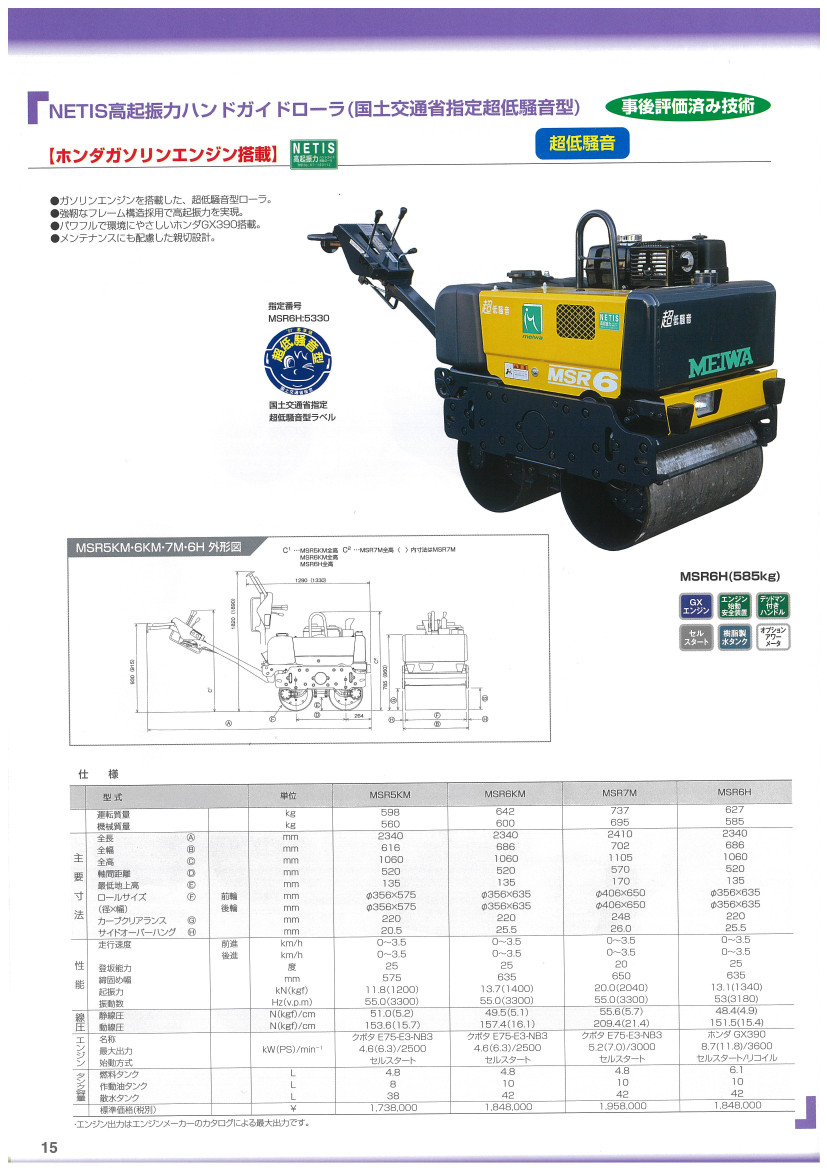 明和製作所 ハンドローラー MSR7M 転圧機 ハンドガイドローラー 1tローラー ローラ 明和 MEIWA : 008-164 : 建機ランド  Yahoo!店 - 通販 - Yahoo!ショッピング