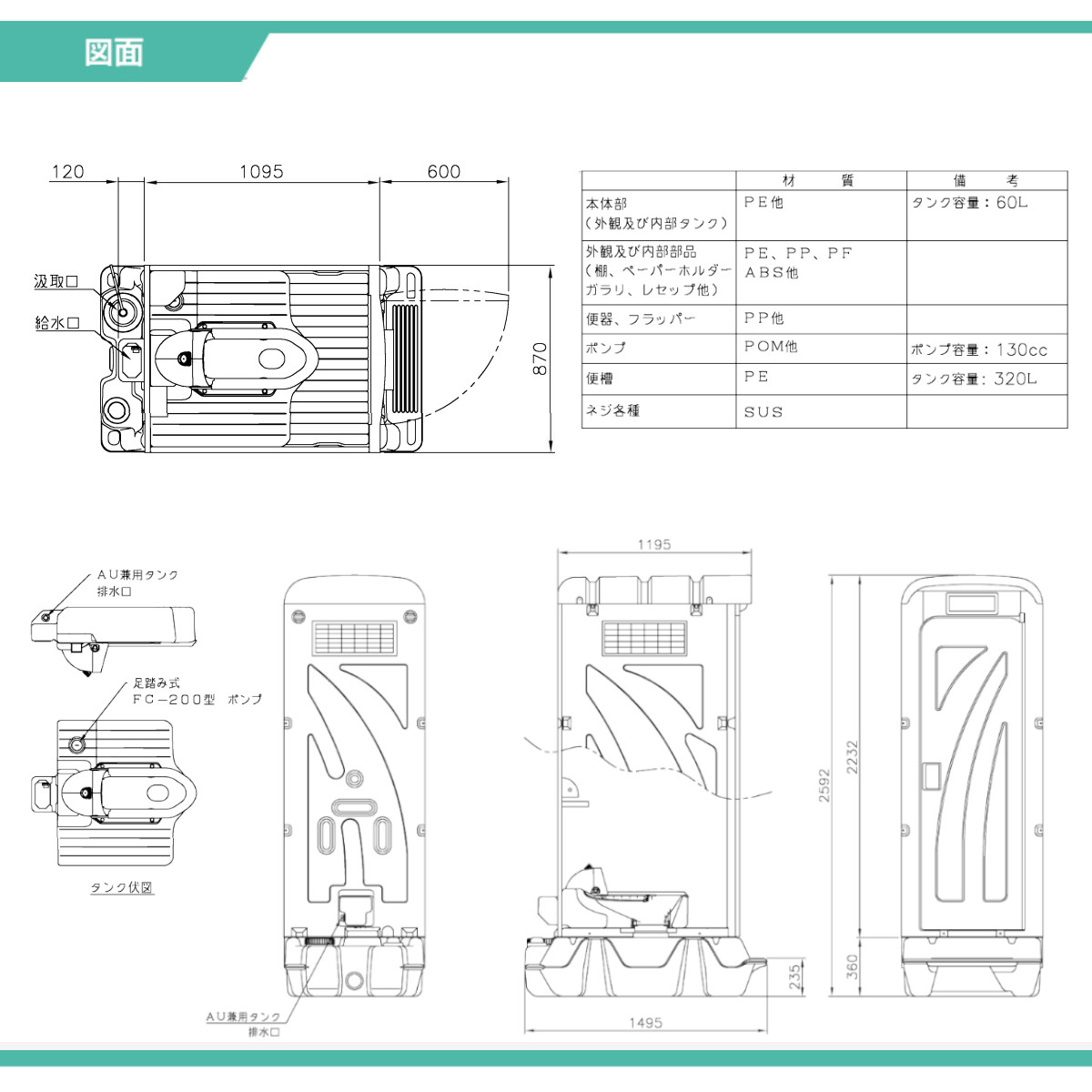 旭ハウス工業 仮設トイレ ペダル式軽水洗 AUG-1JN+BC37N 和式 ポンプ式 簡易水洗 仮設便所 トイレハウス 土場 工場 イベント 公園  河川敷 災害 建築現場 : 011-002 : 建機ランド Yahoo!店 - 通販 - Yahoo!ショッピング