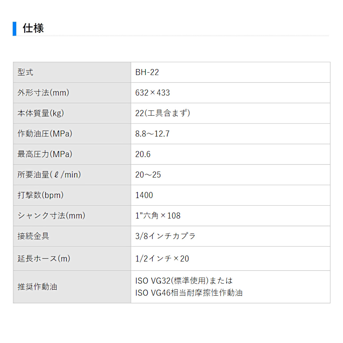 丸善工業 油圧ブレーカー BH-22 ハンドブレーカー 油圧式 油圧ハンドブレーカ 低騒音 低振動 破壊力 寒冷地 凍結 解体 工事 油圧チッパー  ハンマー marnzen : 102-134 : 建機ランド Yahoo!店 - 通販 - Yahoo!ショッピング