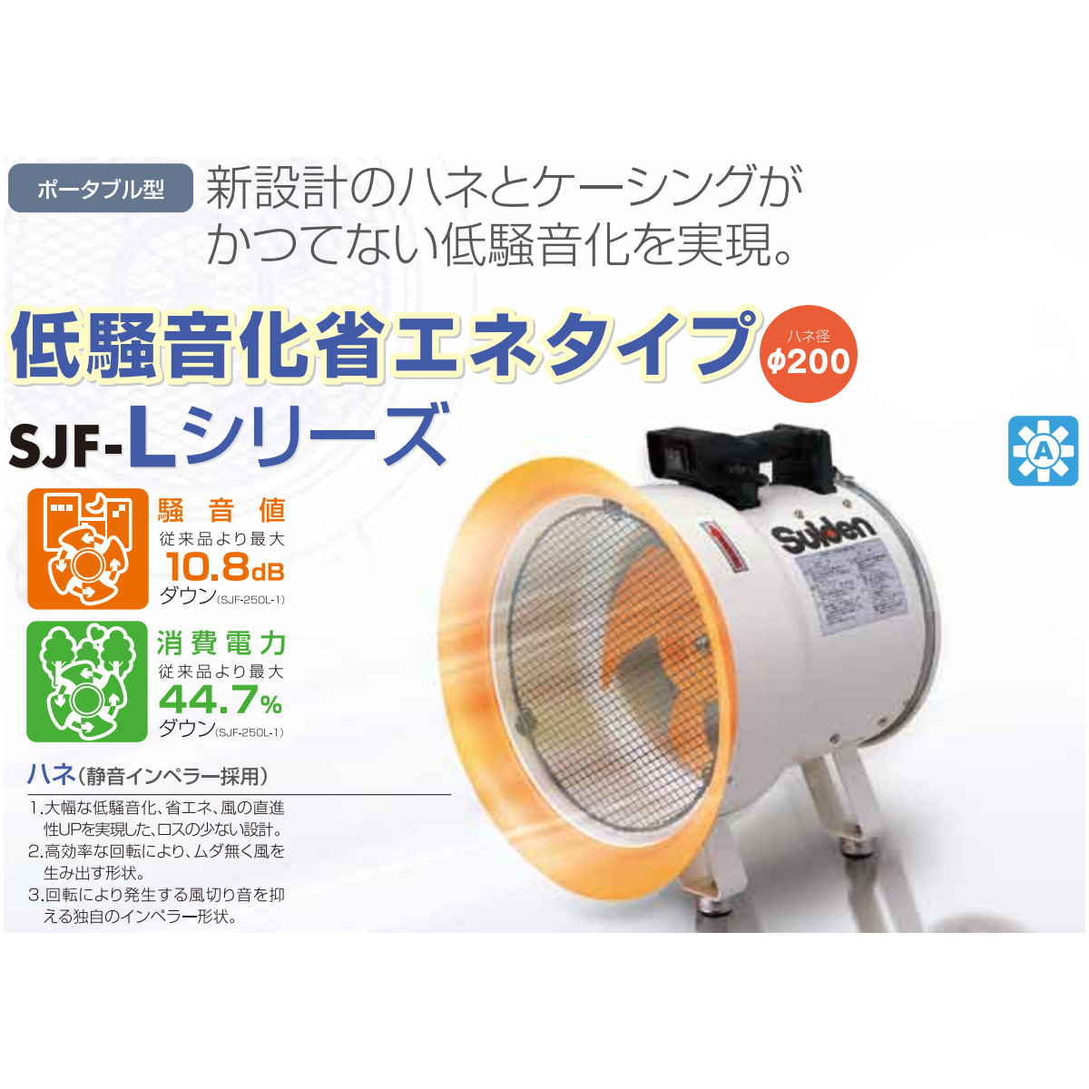 スイデン（Suiden） 送風機 SJF-300L-1 低騒音型 300φ : 建機ランド