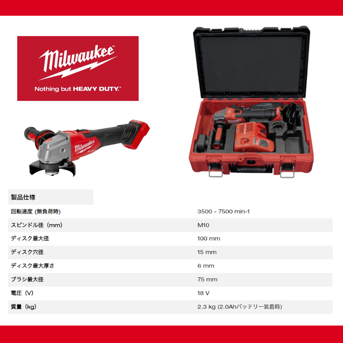 Milwaukee M18 FUEL グラインダー バッテリー2個付き Milwaukee M18 FUEL グラインダー バッテリー2個付き