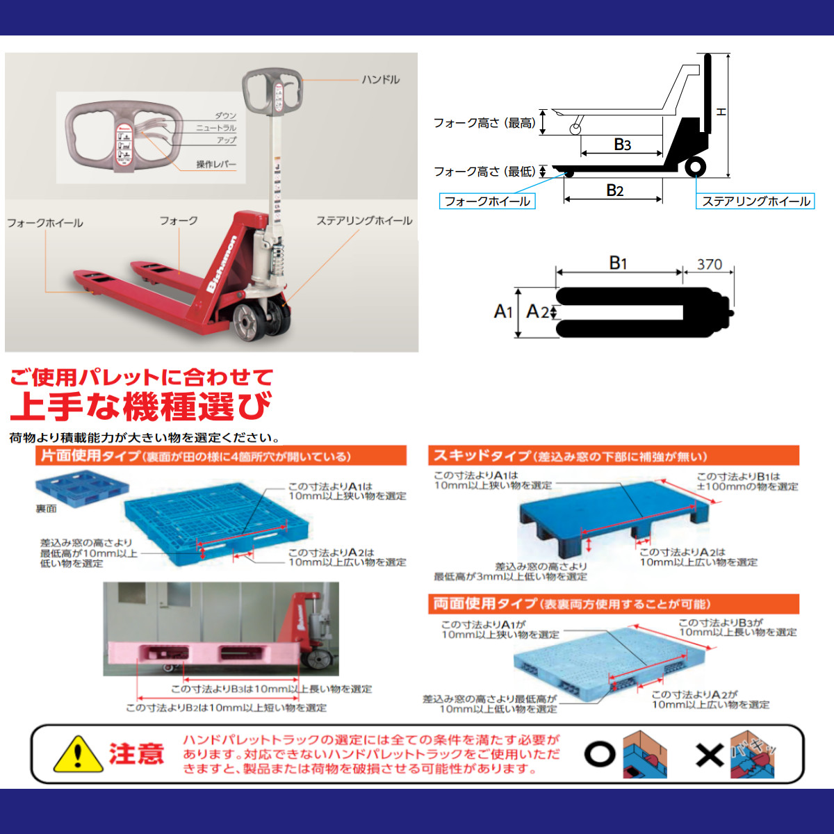 スギヤス ハンドパレットトラック BM15M ビシャモン フォーク式 1500kg