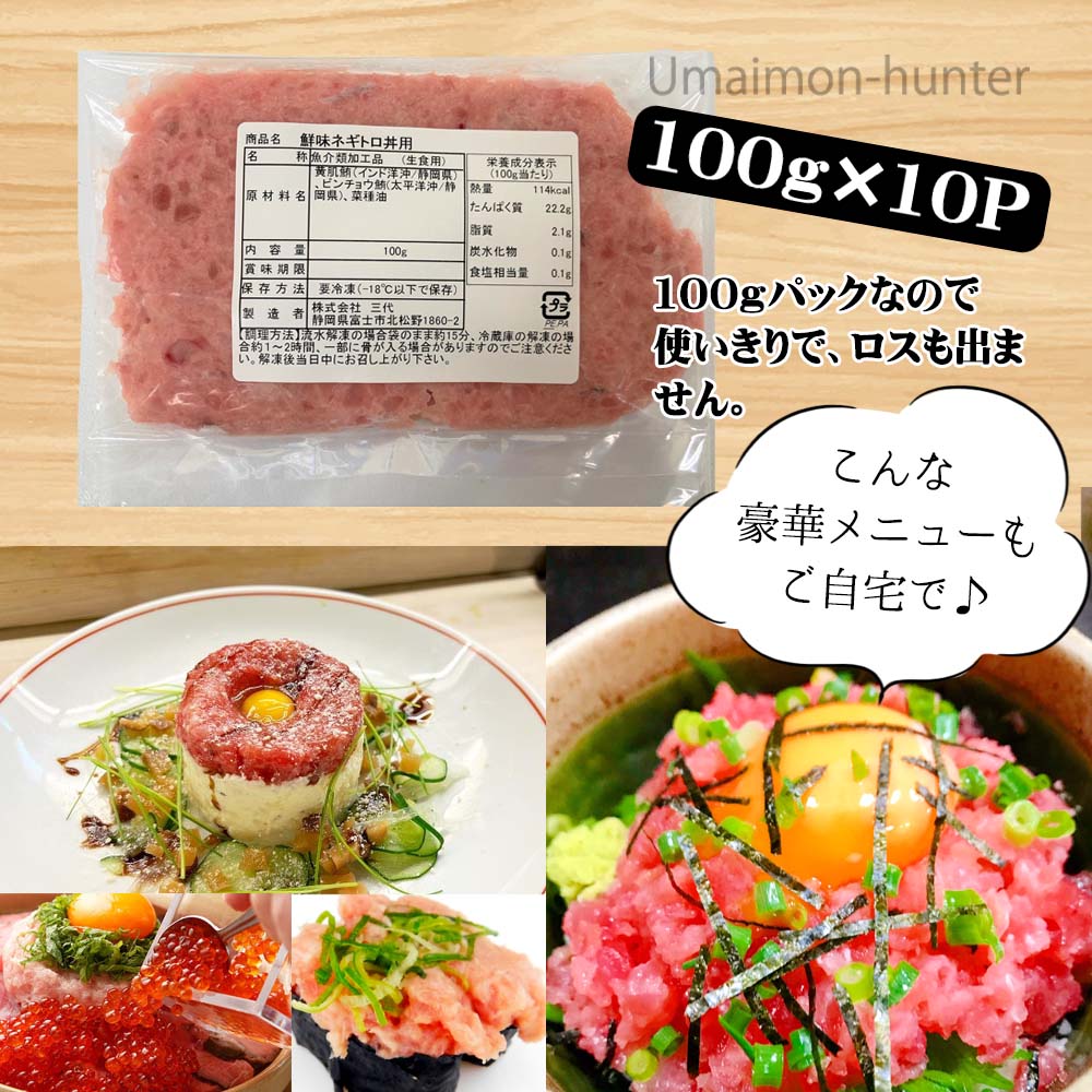 静岡県水揚げ 極上 天然マグロ ネギトロ 100g×10P アジアマリン 国産