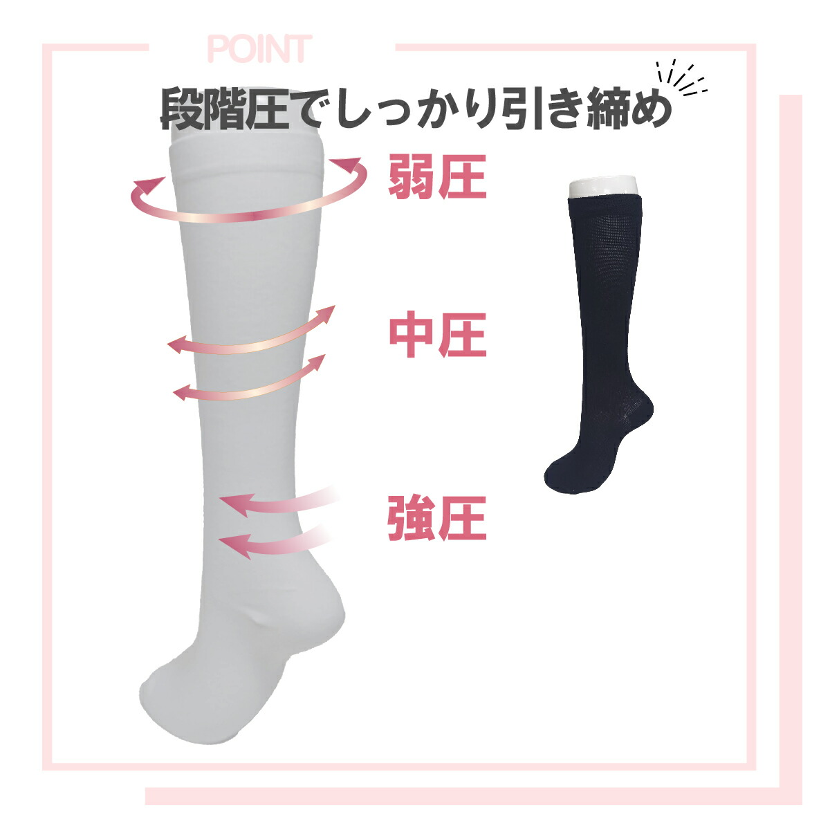 着圧ソックス綿混（大特価）段階着圧 着圧ストッキング メンズソックス レディース 男女兼用 ナース ハイソックス | ブランド登録なし | 06
