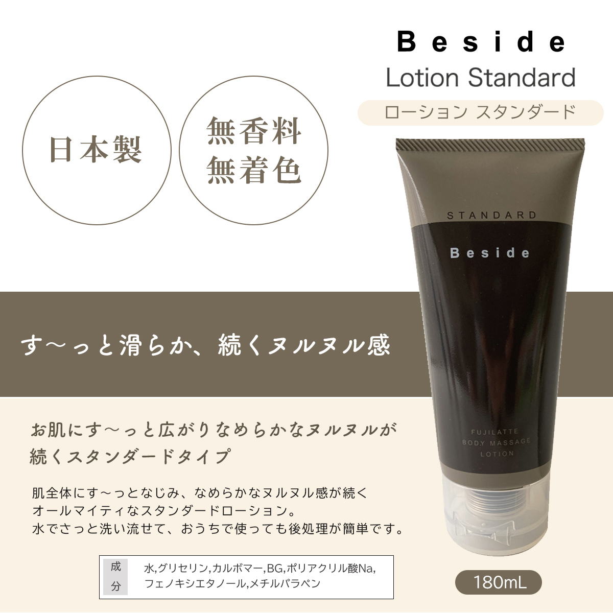 不二ラテックス Beside ローション スタンダード 180mL 潤滑剤