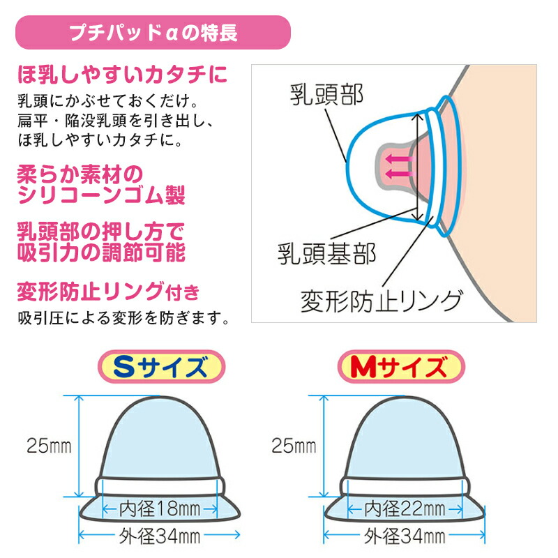 カネソン プチパッドα（2個入）乳頭補正器 保管ケース付 シリコン 乳首