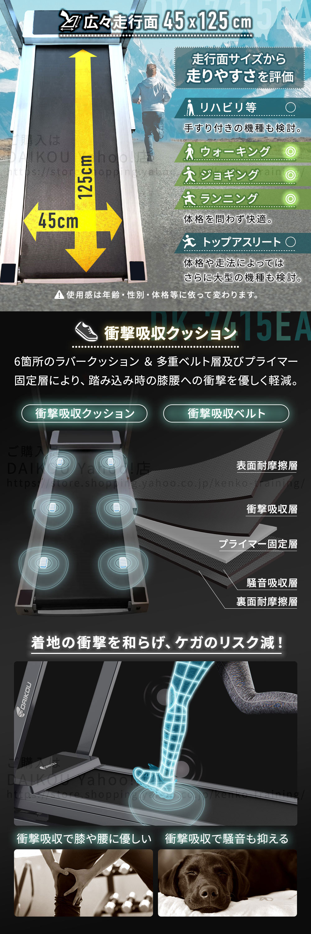 DK-7415EA 家庭用ルームランナー 電動傾斜12段階調整