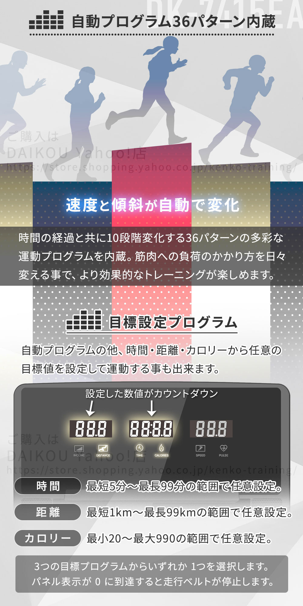 DK-7415EA 家庭用ルームランナー 電動傾斜12段階調整