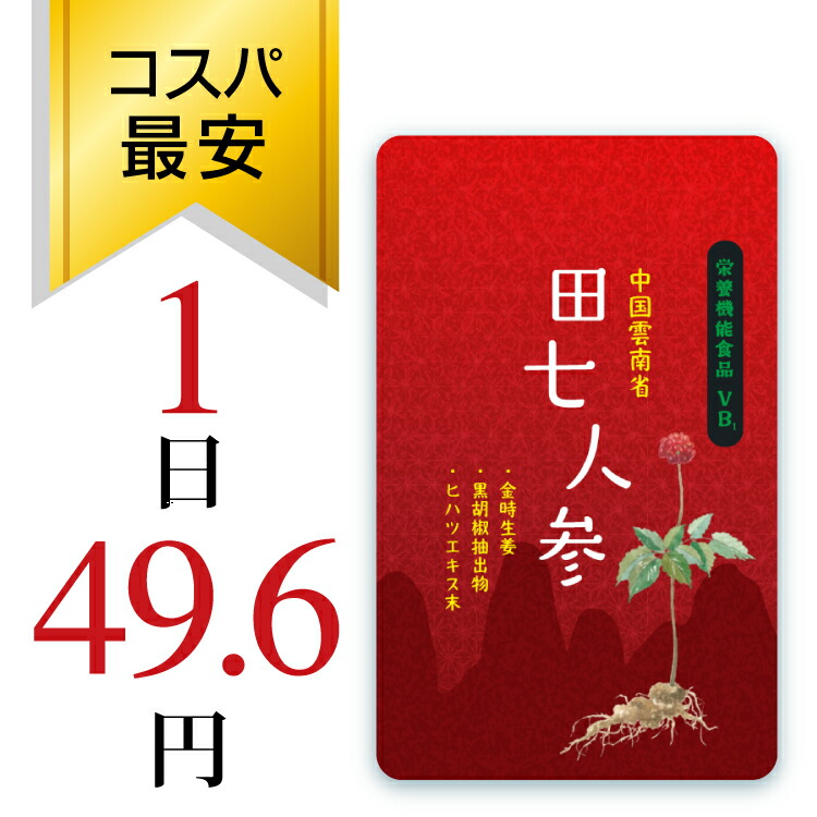 【クーポン配布中】 田七人参 サプリ 渡邊薬品 サプリメント サポニン 高麗人参 ダイエット 体脂肪 血糖値 人参 にんじん 1袋