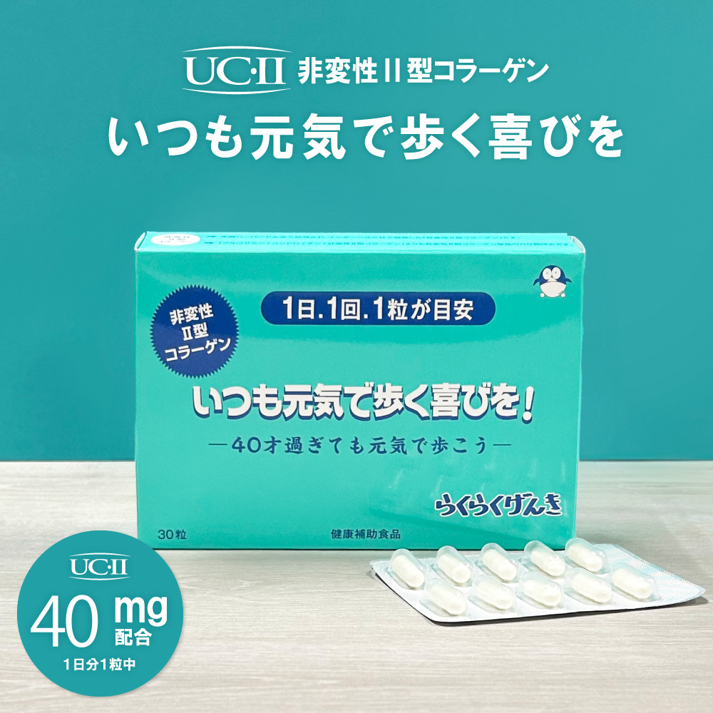 グルコサミン 関節痛　膝  腰痛　コラーゲン  サプリ 渡邊薬品 サプリメント  軟骨  らくらくげんき 30粒 国産　