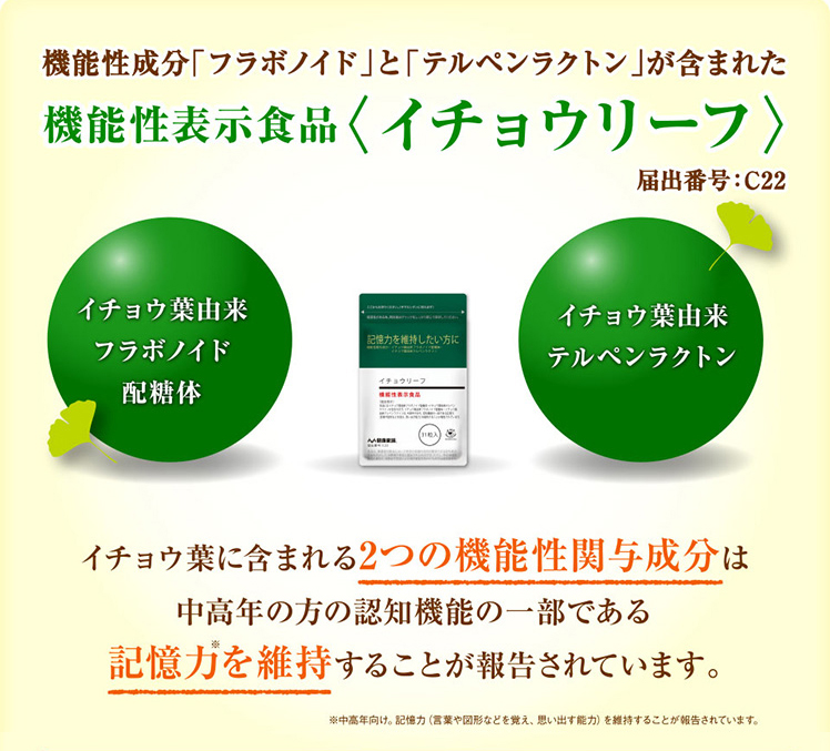 イチョウ葉エキス 記憶力 サプリ dha 機能性表示食品 イチョウリーフ