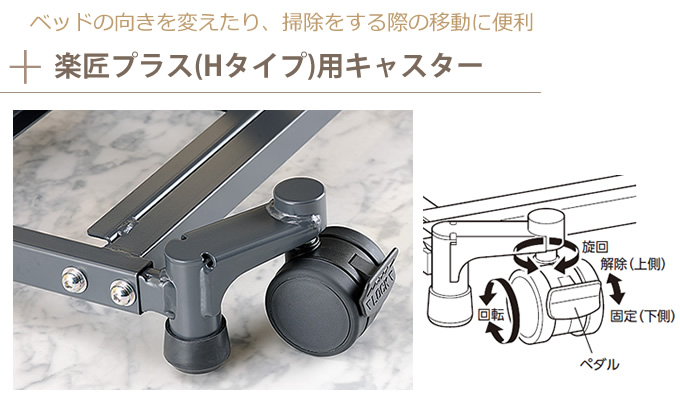 介護ベッド キャスター 楽匠プラス Hタイプ 楽匠Z 専用キャスター ４個セット パラマウントベッド KQ-P70C