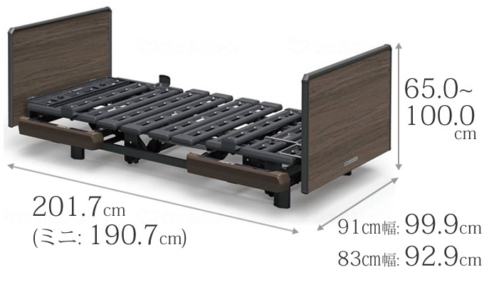 介護ベッド クオラONE パラマウントベッド 電動ベッド 2モーター 木製ボード スクエア 3点セット マットレス サイドレール クオラ ワン  KQ-B6227 KQ-B6207