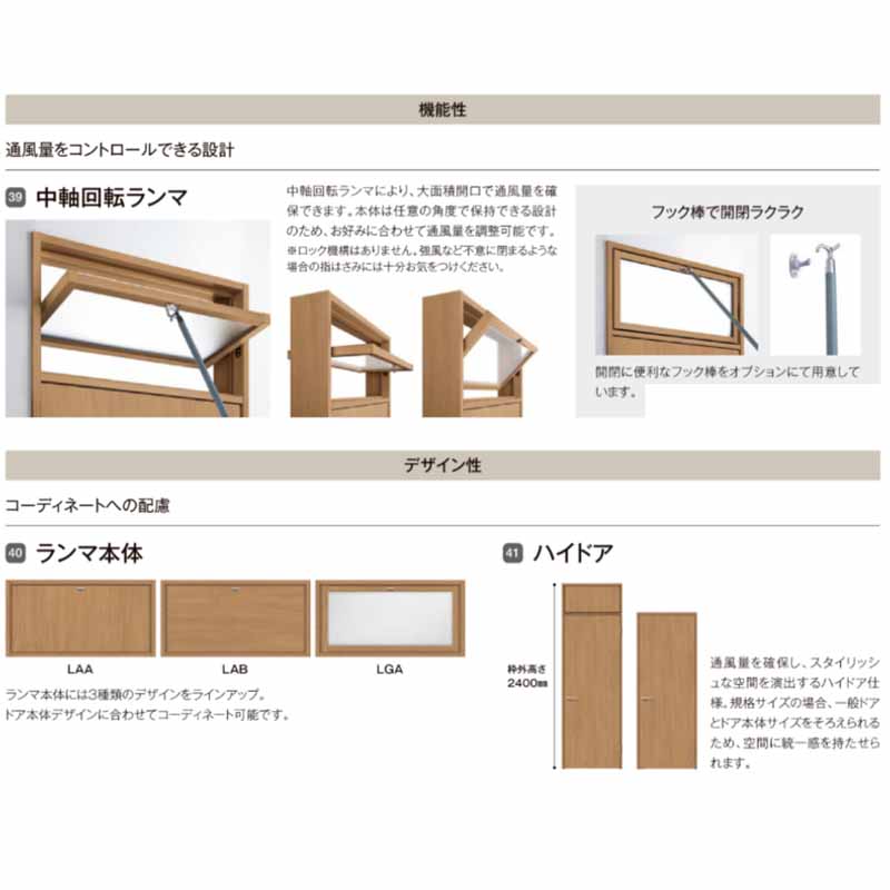欄間　一対　建具 ラシッサ 室内ドア ランマ付ドア LAA 0724（w780mm×h2400mm）ラシッサS