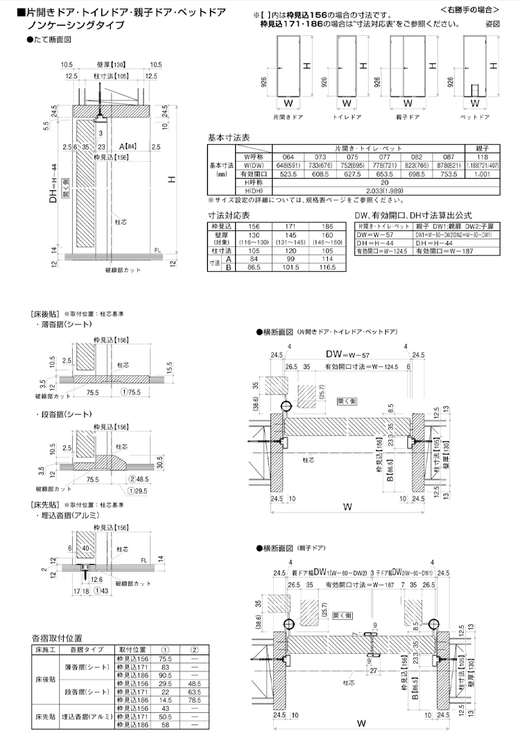 室内ドア ラフォレスタ JF 片開きドア 07320・07520・07720・08220