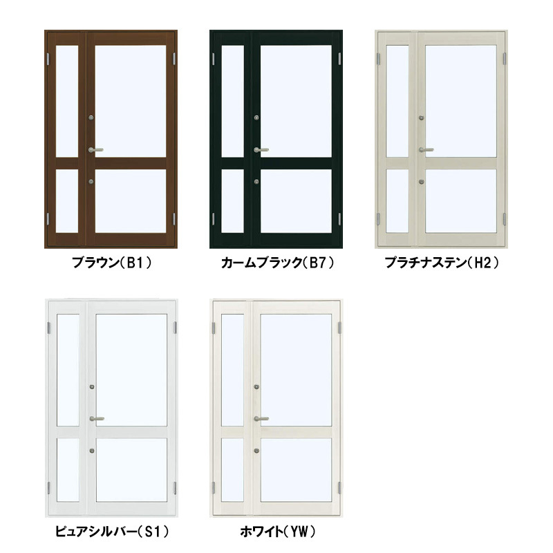 YKK AP 店舗ドア 7TD 親子(w1235mm×h2018mm)ランマ無し 半外付 中桟