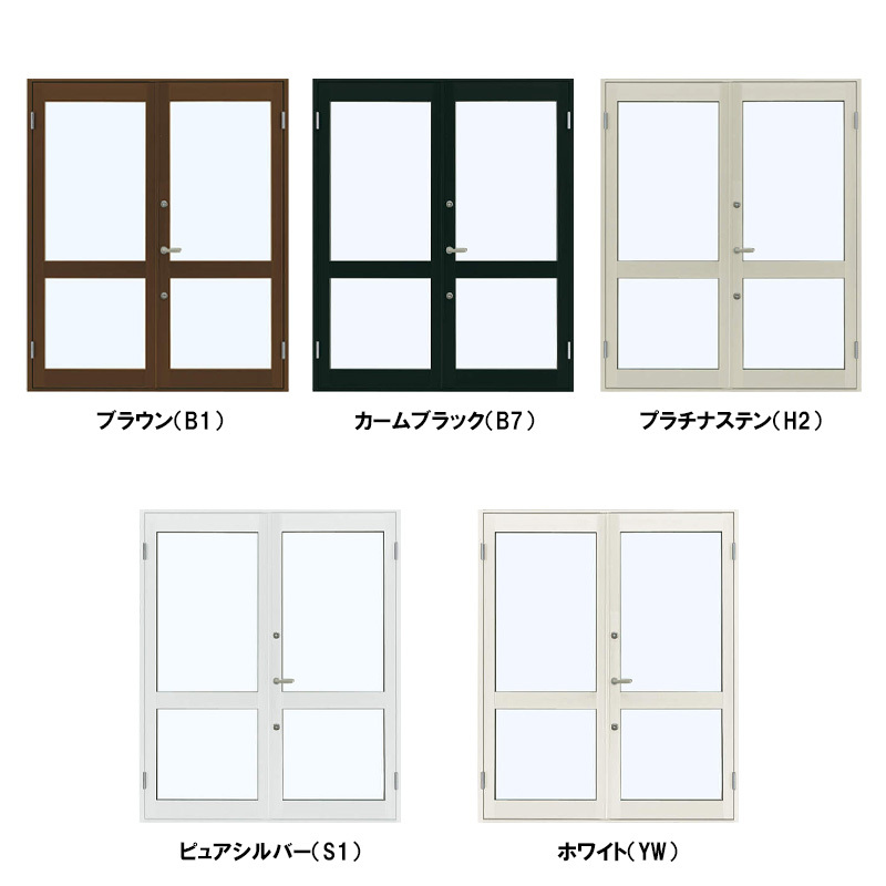 店舗ドア 7TD 両開き(w1690mm×h2018mm)ランマ無し 半外付 中桟 