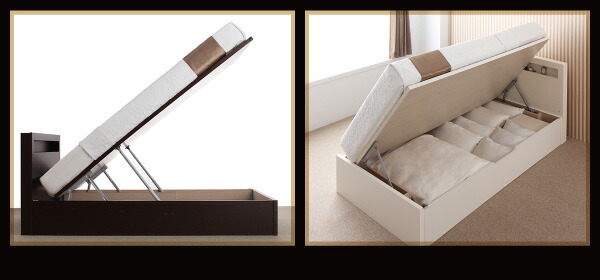 【値下げ中】 お客様組立 開閉タイプが選べる跳ね上げ収納ベッド 薄型抗菌国産ポケットコイルマットレス付き 横開き セミダブル 深さラージ 【UOI2851876966】 (104255円)