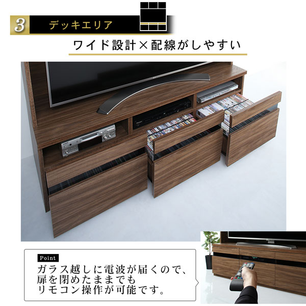 正規品代理店 ハイタイプテレビボードシリーズ 3点セット(テレビボード+キャビネット×2) 木扉