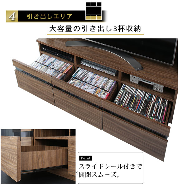 正規品代理店 ハイタイプテレビボードシリーズ 3点セット(テレビボード+キャビネット×2) 木扉