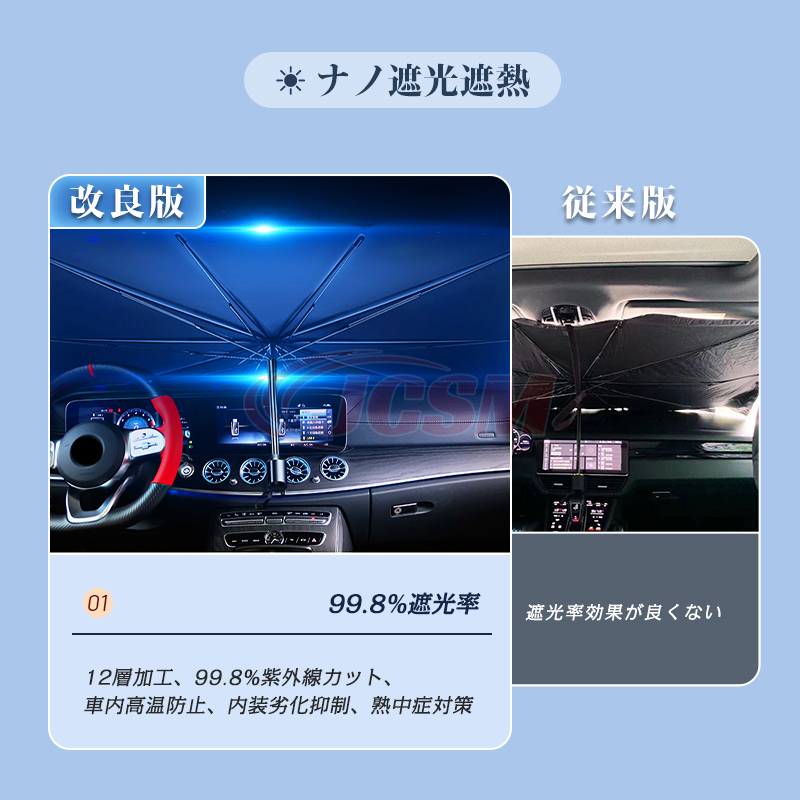 フォルクスワーゲン ザ・ビートル サンシェード 折り畳み式傘型 フロントガラス JCSM 熱中症対策 収納便利 遮光断熱 UVカット自動車 日除け  紫外線対策 : sunshadevw13 : JCSMストア - 通販 - Yahoo!ショッピング