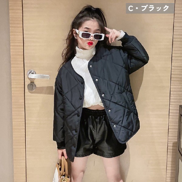 キッズ アウター 女の子 キルティング キルト 子ども服 ブラック