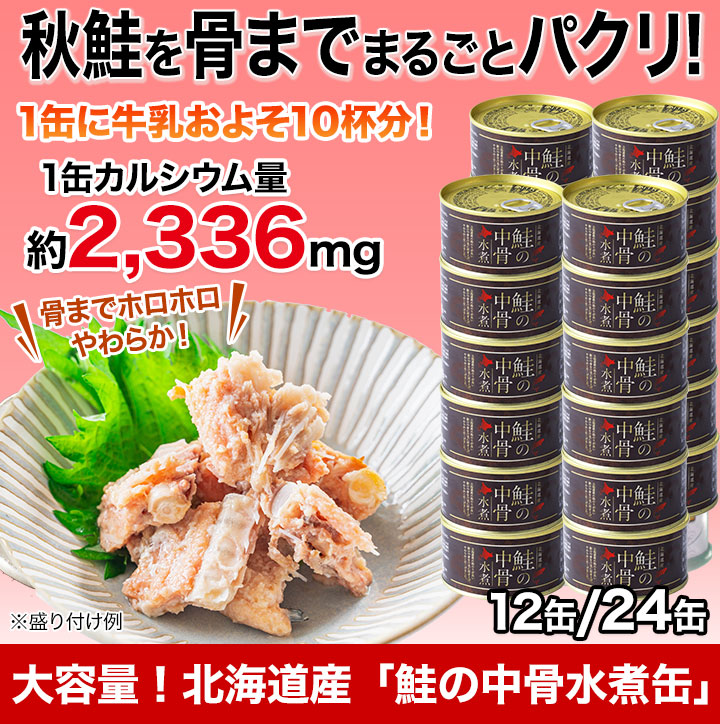 缶詰 鮭 北海道産「鮭の中骨水煮缶」 200g×24缶 サケ さけ 秋鮭 非常食