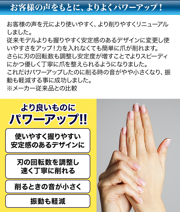 爪削り ネイルケア 爪切り つめきり 電池式 簡単 快適生活 らくらく