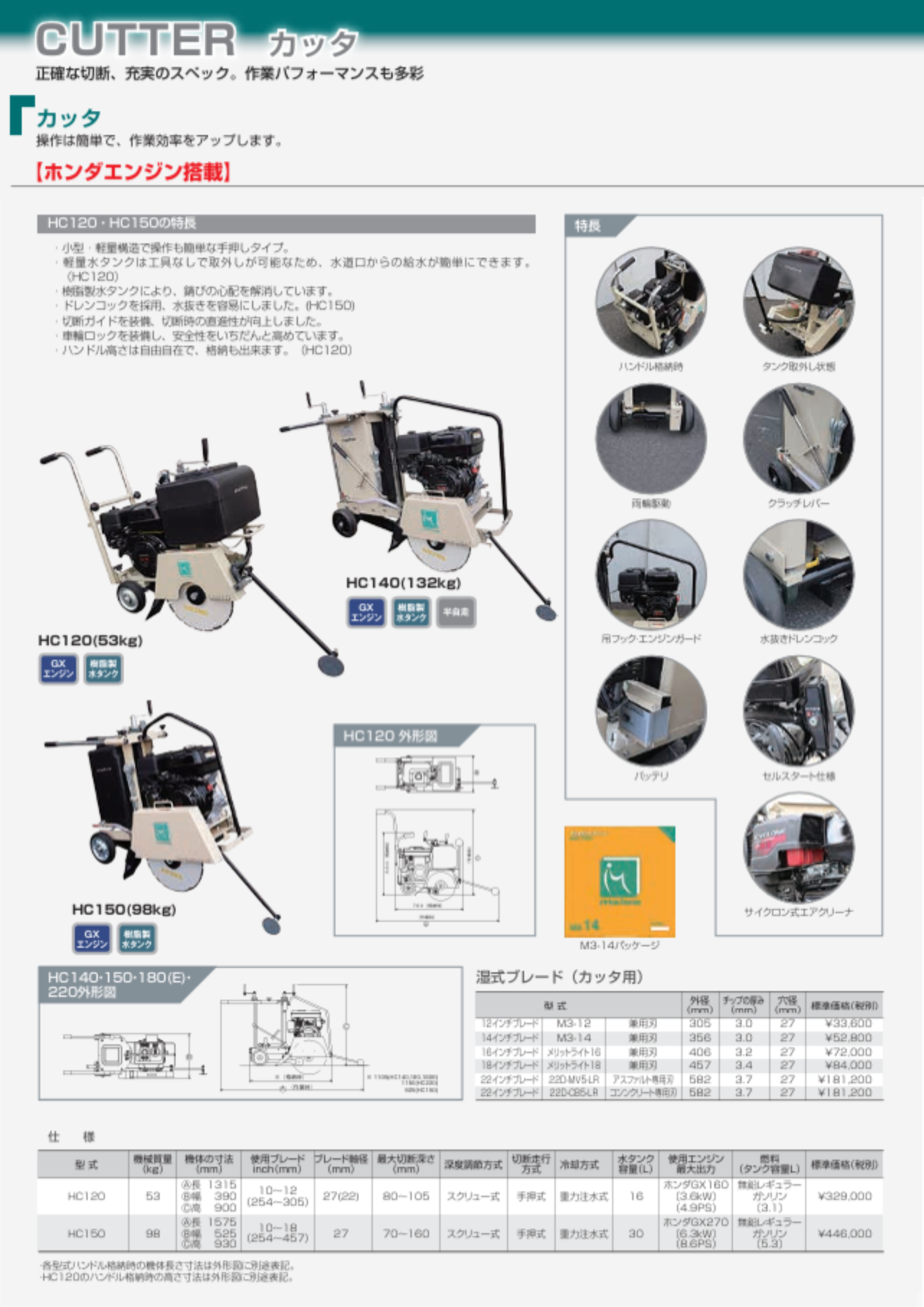明和製作所】ホンダ コンクリートカッター 手押し [HC150] ホンダ