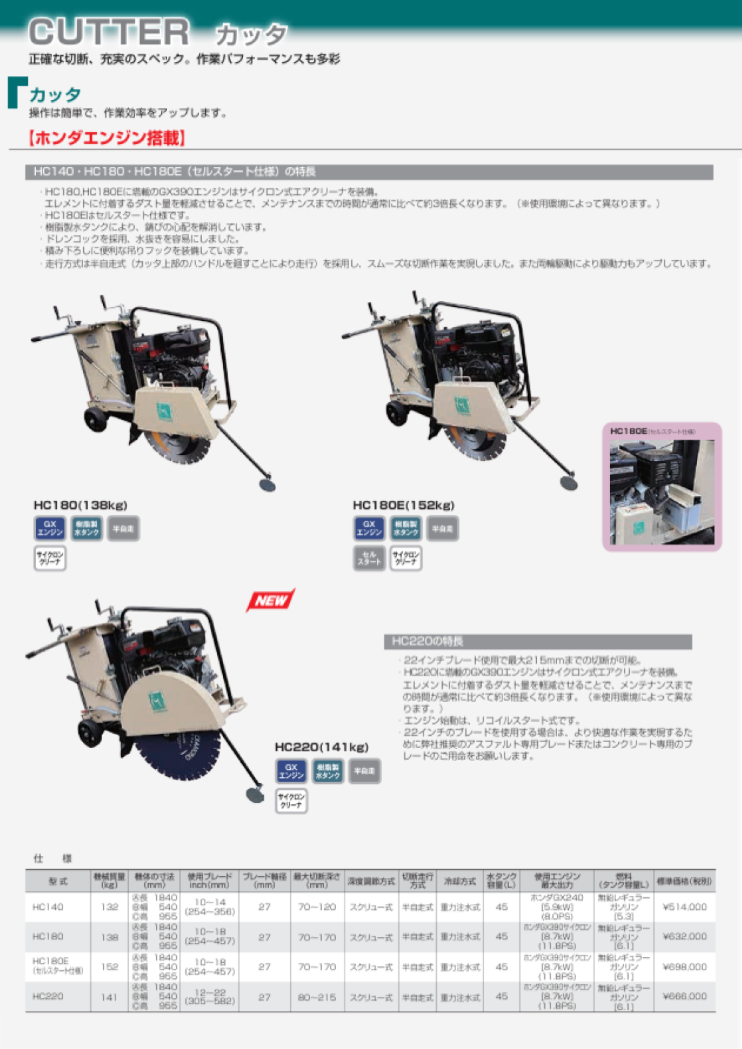 明和製作所】ホンダ コンクリートカッター 手押し [HC120] 12インチ