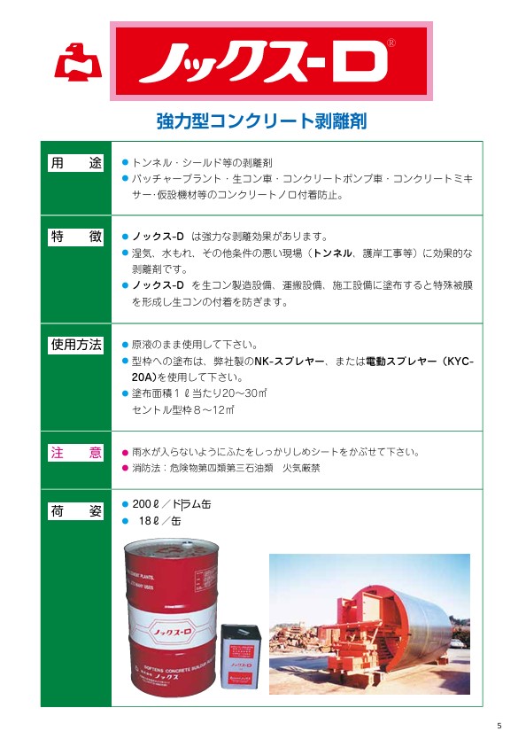 ノックス】強力型コンクリート剥離剤 18L [ノックス-D] トンネル