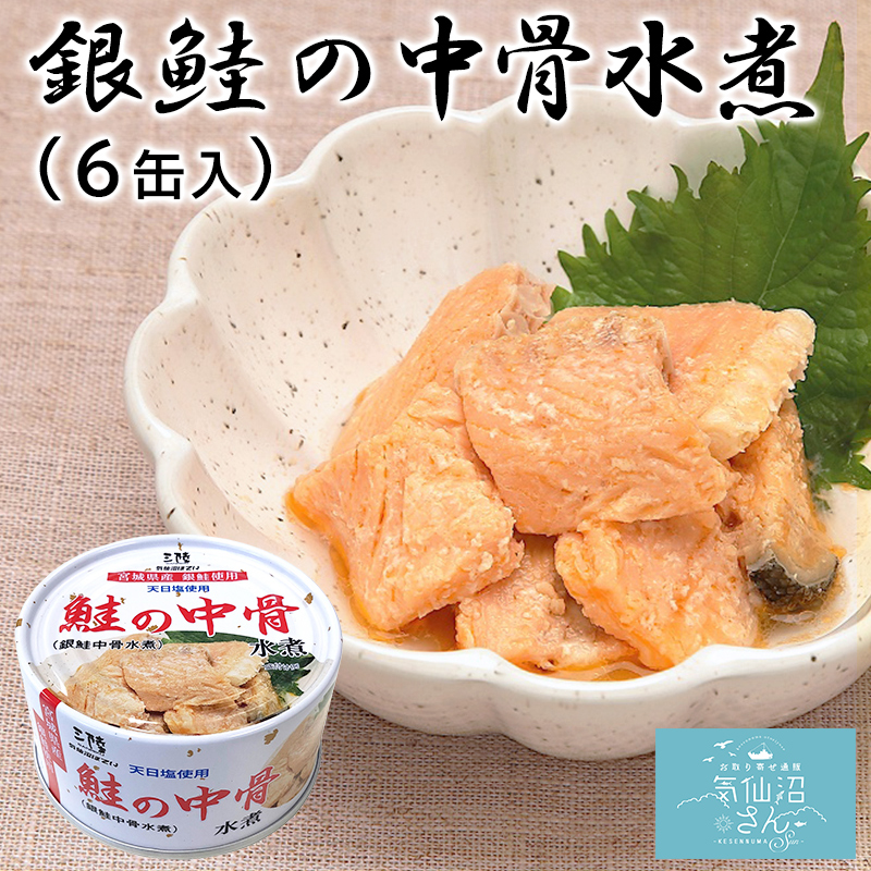 銀鮭 中骨水煮 送料無料 (170g×6缶入) ほてい 缶詰 宮城県産
