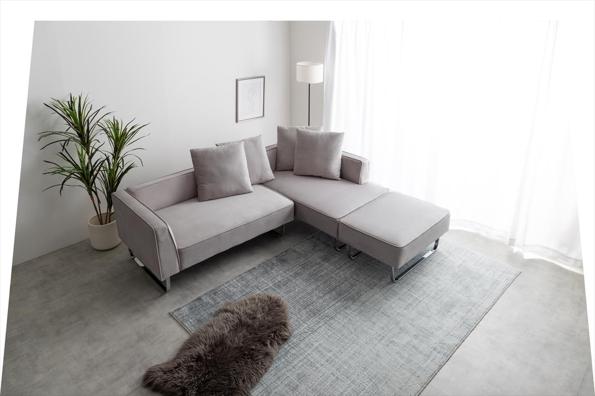 カウチソファ（シェーズロング、寝椅子）（色：グレー系）｜ソファ