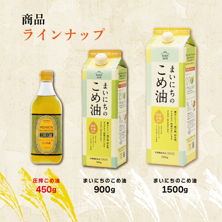 米油 国産 圧搾 こめ油 三和油脂 圧搾こめ油コメーユ 450g 3本