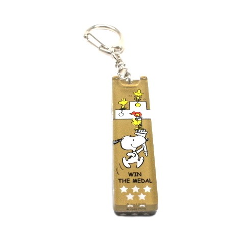 ①スヌーピー　キーホルダー SNOOPY スヌーピー キーホルダー アクリルスティック ゴールド