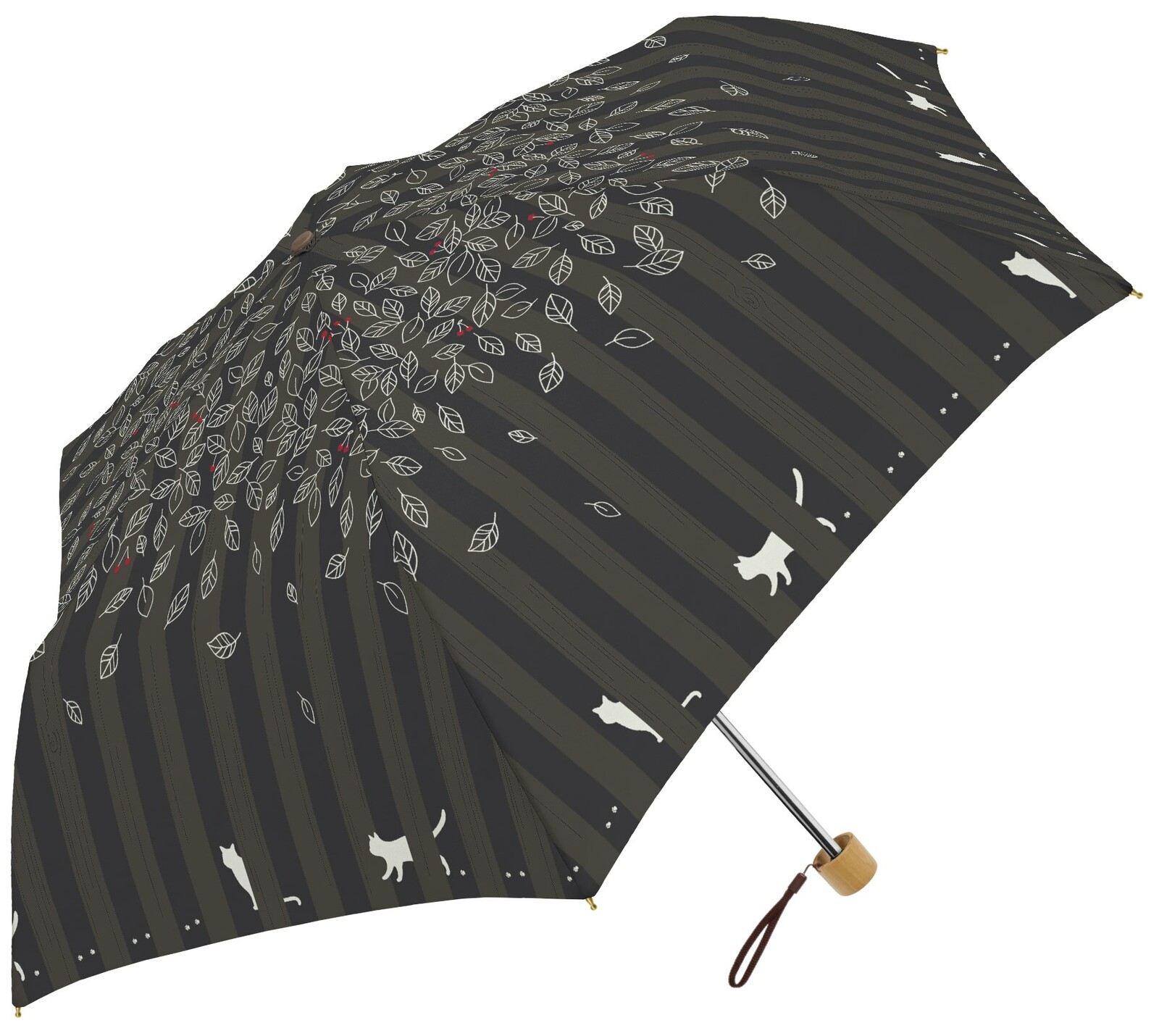 高価値折りたたみ傘 レディース 晴雨兼用 uvカット 日傘 ねこ 遮光 雨用 収納袋 撥水 折り畳み 強風対応 晴れ雨兼用 コンパクト 猫柄 二つ折り  財布、帽子、ファッション小物