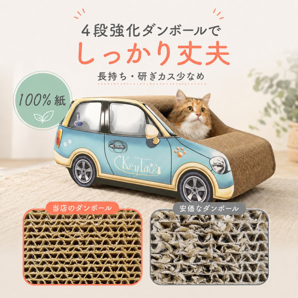 KeyTail（キーテイル） 猫 爪とぎ 車 猫の爪とぎ 猫爪とぎ 爪研ぎ