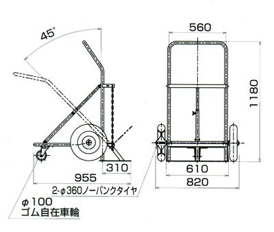 (直送品)ハマコ　HAMACO　ボンベ台車　酸素・アセチレンボンベ用　BC-03　3輪車