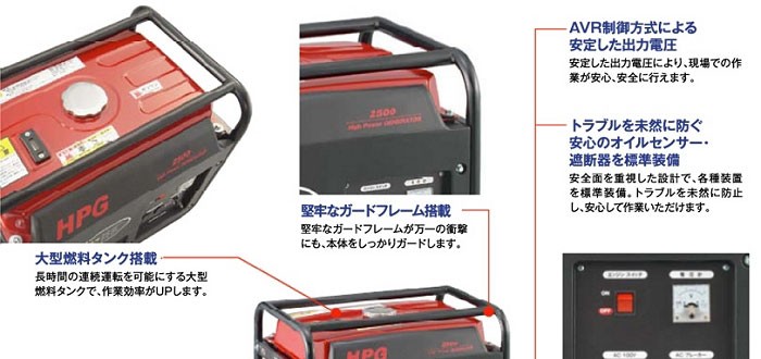 【通電のみ確認　現場の逸品　WAKITA(ワキタ)　ハイパワーゼネレーター 50Hz　HPG2500-5 発電機　直接引取可　驚異の1円スタート】 直送品)ワキタ WAKITA ハイパワーゼネレーター 50Hz HPG2500-5 : 工具