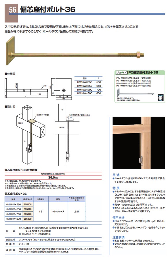 カネシン 住宅設備 10本入 偏芯座付ボルト36 10本入 屋外照明 Hm16w 650 Kns 工具屋 まいど