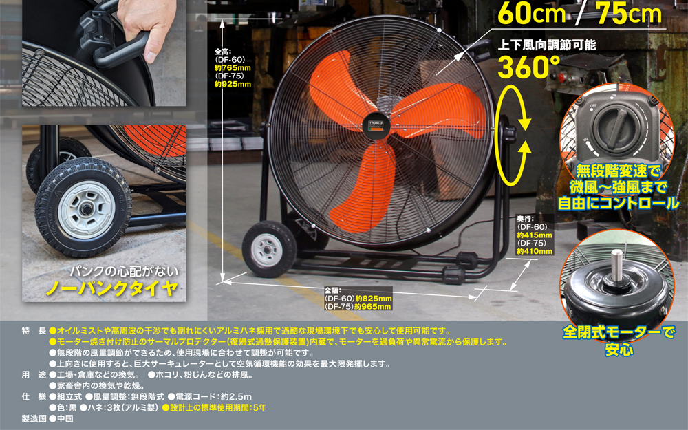 TRUSCO中山 (送料別途)(直送品)TRUSCO 全閉式DCモーター工場扇
