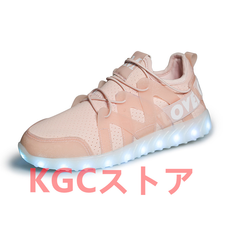 大人用3色 LED七彩夜光靴 USB充電 シンプル 女の子 学生 光る ハイカット 35-44｜kgcstore2｜04