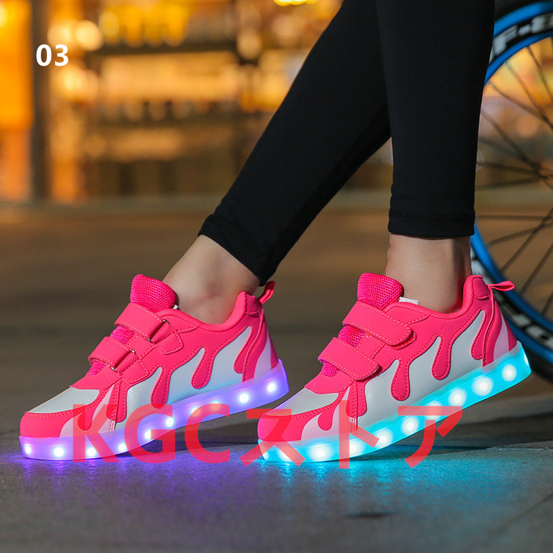 子供用靴 大人用3色 LED夜光靴キッズスニーカー ジュニアシューズ   USB充電 シンプル 女の...